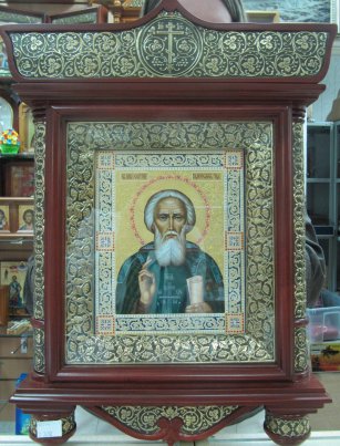 Икона Икона Сергия Радонежского в киоте Размер