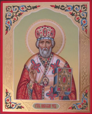 Икона Николай чудотворец (резьба по левкасу) Размер 17х21